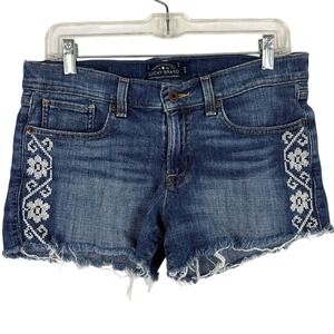 Lucky Brand Denim Shorts Women's‎ 6/28 Cutoff Frayed Hem Embroidered Floral
